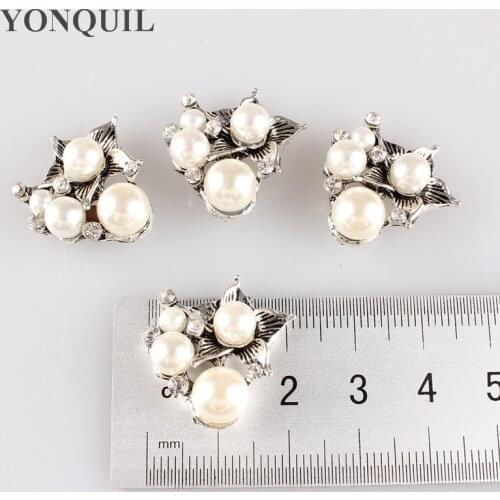 22 MM Vintage Handmade Buttons Rhinestone Peal Accessories Metal Silver Flat Back Butons Cloth Accessories 20Pieces/Lot MYQB094