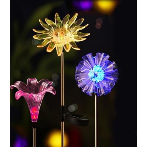 3Pcs/Set Solar Light Frost Resistance Flower Shape Plastic Decorative LED Light for Yard Waterproof Courtyard Garden Light