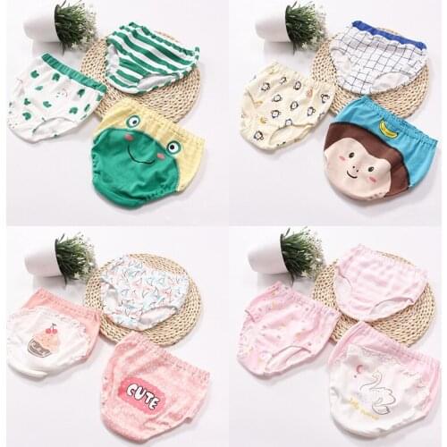 3pcs/Lot Boys Panties Shorts Kids Cartoon Underwear Girls Underpants 100% Cotton Short Pants Childrens Clothing 1-6Years