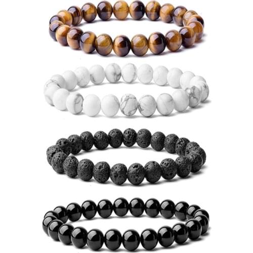 Mens 4 Pcs Natural Stone Bracelet Set Bracelet