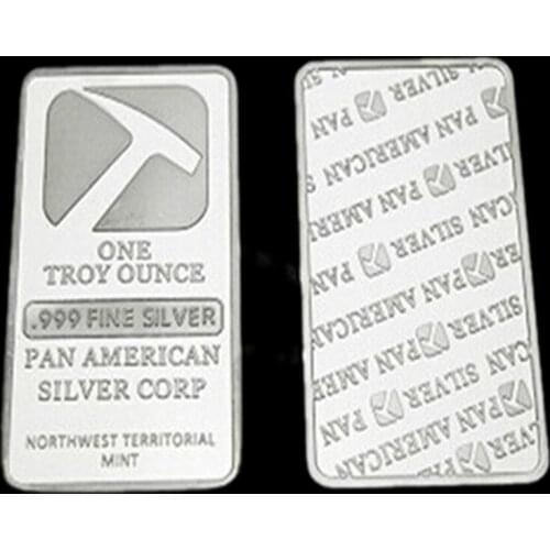 5 pcs Non Magnetic The Pan American corp badge 1 OZ hammer ingot silver plated 50 x 28 mm souvenir coin decoration coin bar