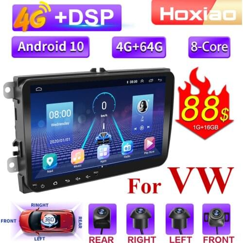 360 auxiliary system 4G 8 core 2Din Android 10 Car Radio Multimedia Player For VW Golf Polo Skoda Octavia Navigation GPS 2 Din