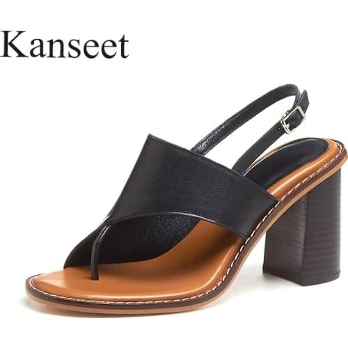 Kanseet 2021 New Women Shoes Summer Fashion Design High Heels Sexy High Heel Pointed toes Monk Straps Black White Sandals