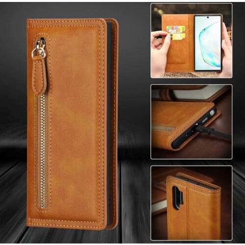 Luxury Slim PU Leather Flip Cover For Samsung Galaxy S10 Note Plus Case Wallet Card Slots Stand Magnetic Book Cover Phone Case