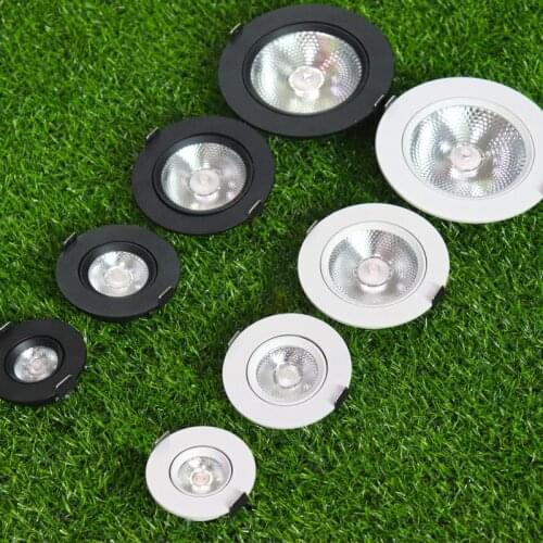 Black White Led Downlight Dimmable lamp 3W 5W 7W 9W 12W 15W 20W 25W Cob Led Spot Ceiling Recessed Downlights Round Panel Light