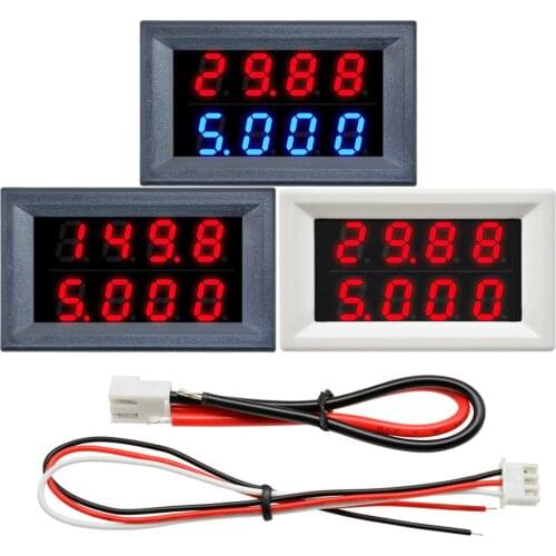 DC 200V/100V10A Red Blue Dual Digital LED AMP Display DC Voltmeter Ammeter 4 Bit 5 Wires Voltage Volt Current Meter Power Supply