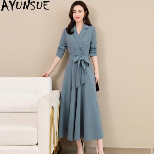 Long Office Dress Korean Vintage Dress Elegant Womens Dresses Spring Summer Dress Women Clothes 2020 OL Formal Vestidos ZT2114