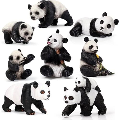 Action&Toys Wildlife Animal PVC Mini Giant Panda Cub Crawl Model Solid Collectible Doll Figure For Kid Childrens Gift Home Deco