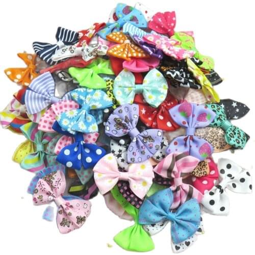 20PCS Diff Random Style Color Ribbon Girl Medium Bow Elastic Hair Tie Clips Hair Bands Bow DIY Hair Accessories Best Gift 2018