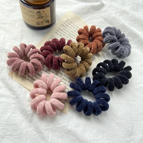 Women Rubber Hair Rope Elastic Hairbands Spiral Shape Hair Ties Headwear Accessories Telephone Wire Line Headband