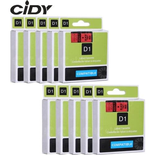 CIDY Dymo D1 45017 compatible for DYMO D1 Label Tapes 12mm black on red Label Maker Suitable Label Manager 210 450 LM160