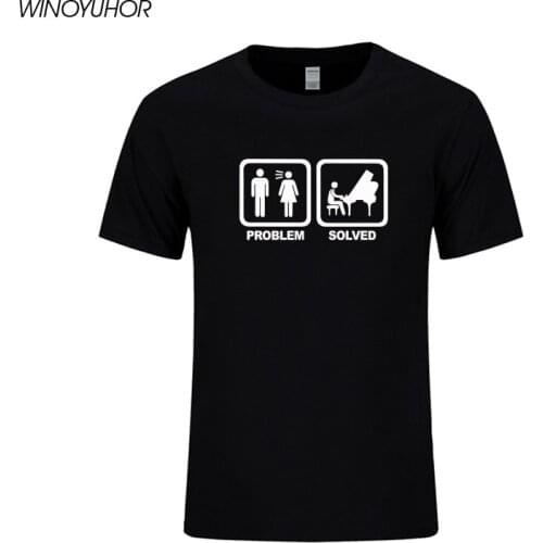 Piano Problem Solved T Shirt Men Summer Fashion Creative T-shirt Cool Casual Funny Printed Short Sleeve Tee Tops Christmas