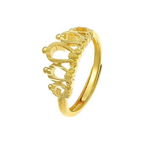 2021 Trend Female Romantic Stainless Steel Rings For Women 24K Golden Crown Jewelry A00484960