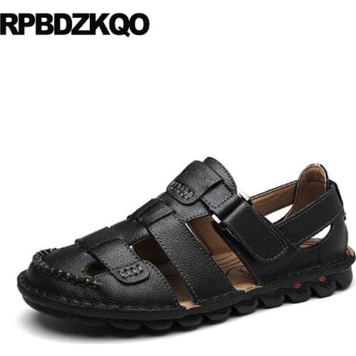 Brown Men Gladiator Sandals Summer Size 47 Closed Toe Big Roman 46 Leather Shoes Waterproof Black Native Large Water Fashion