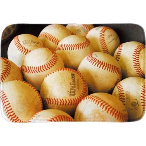 Baseball Doormat Entrance Floor Mat Sport Ball Doormat Rug Indoor Outdoor Front Door Bathroom Mats Short Plush Fabric Mat