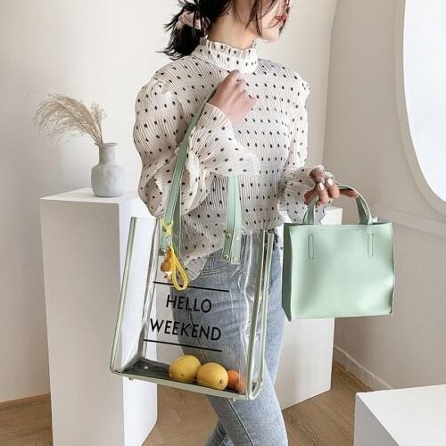 Summer Transparent Bag Fashion Designer Handbag PVC Beach Bags For Women 2021 Clear Shopping Bag Female Shopper Bag Shoulder Bag