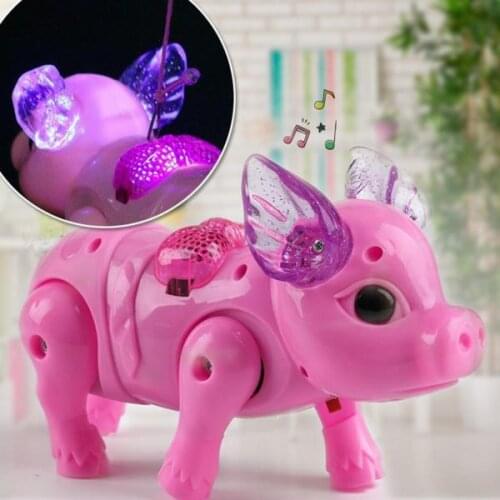 Hot Selling Electric Leashing Pig Luminous Toy Cartoon Piglet with Leash Light Music Walking Toy Pig LBV
