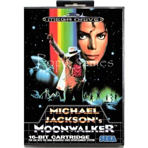 Michael Jacksons Moonwalker with Box for 16 bit Sega MD Game Card for Mega Drive for Genesis Video Console