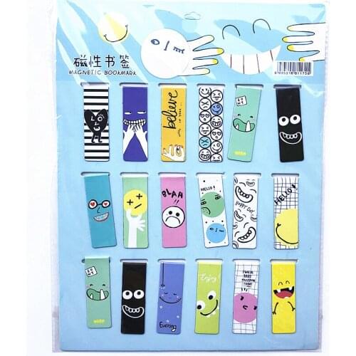 Cute cartoon anime manga magnetic bookmark students creative magnet bookmark book clip 18 pcs/set