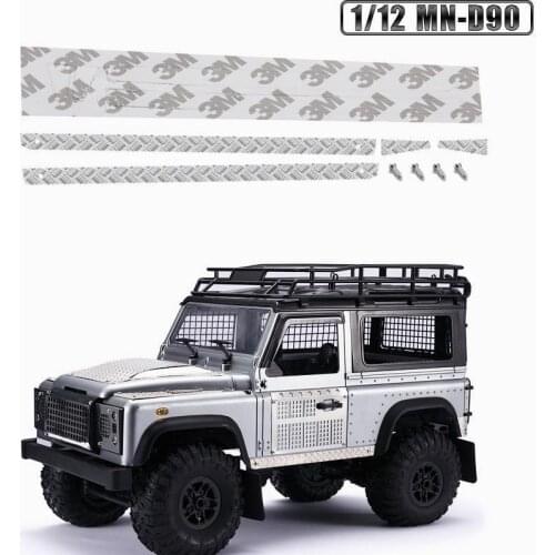 MJRC 1/12 MN-D90 Defender modified parts car Metal side skid plate Side skirt decorative strip Toy car parts