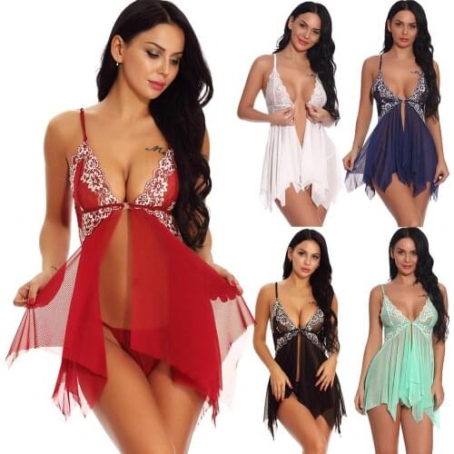Fashion Sexy Sleepwear Large Size Night Lingeries Women Front Closure Nightwear Sexy Lace Temptation Underwear Nightdress