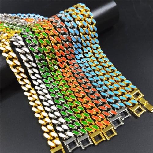 Fashion Personality Colour Cuban Chain Necklace Motorcycle Party Gold Chain Hip Hop Jewelry for Men Women