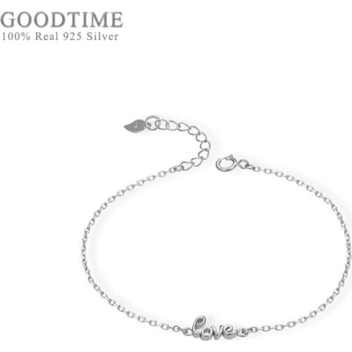 Fashion Women Bracelet Pure 925 Sterling Silver Love Shape Silver Charm Bracelet Girl Jewelry Accessories For Wedding Party Gift