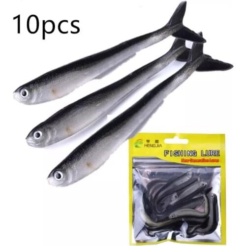 10PCS/Bag Fishing Soft Bait 80mm Wobbler Artificial Bait Shrimp odor With salt Rubber Bass Fishing Lure Crankbait Swimbait Lures