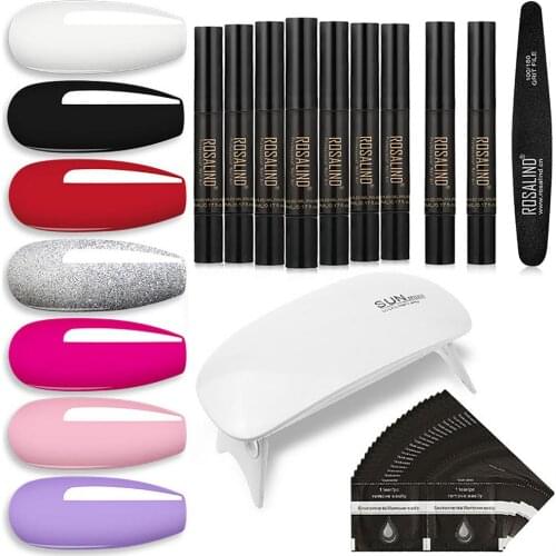 Nail Glue Pen Set Wonderful Nail Cosmetic Kit for Gift Pen-shape Appearance Design Easily Cure All Kinds of Gel Nail Polishes