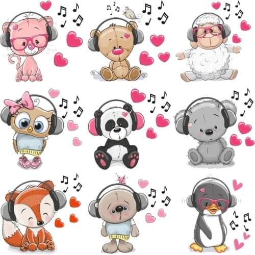 Animal Patch Set Iron-on Patches For Children Clothing Washable Stickers Heat Transfer 9pcs/lot Easy Print By Household Irons E