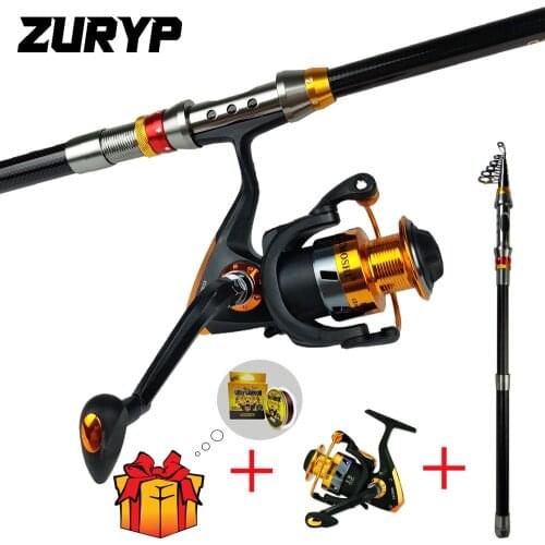 ZURYP 1.8-3.6m Telescopic Spinning Fihsing set rod combo set Fishing rod reel set Fishing rod with reel combo Travel pole