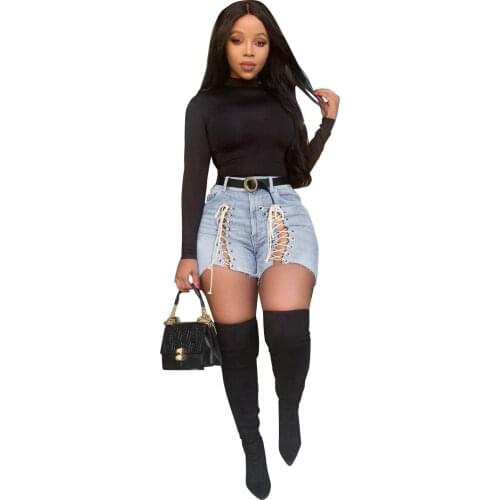 2021 New Stretch Jeans Shorts Sexy Plus Size Bandage Denim Shorts Women 2xl 3xl