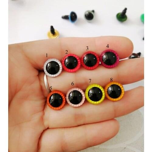 New items 12mm/14mm/15mm handcraft paint glitter toy safety eyes with white hard washer for diy doll findings-100pcs/lot