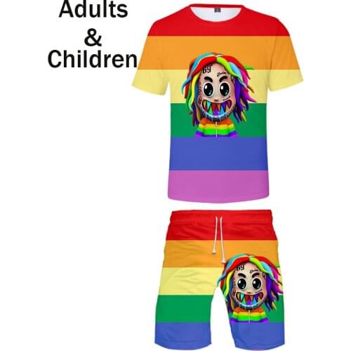 New Design 3D Print 6IX9INE Kids Two-piece Sets Casual Boys Girls 3D 6IX9INE T shirt+shorts Summer Childrens Suitable Suits