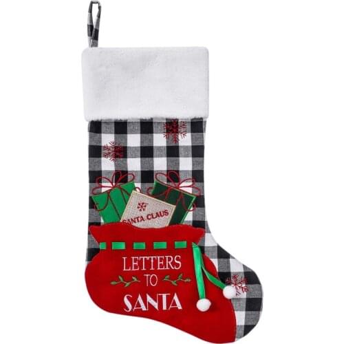 Holiday Childrens Gift Bag Christmas Socks Plaid New Soft Unique 47.5*29cm Highest Quality Decoration Props Exquisite Gifts