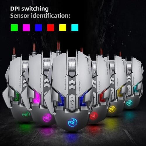 Wired Gaming Mouse 7 Button Macro Programming USB Computer Mouse Programmable 6400 DPI RGB Light Optical Mice with Game Chip