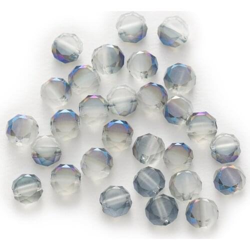 50 Piece Clear&Purple Bread Faceted Crystal Glass Spacer Beads For Handmade Making Bracelet Necklaces DIY Jewelry Findings 4-8mm