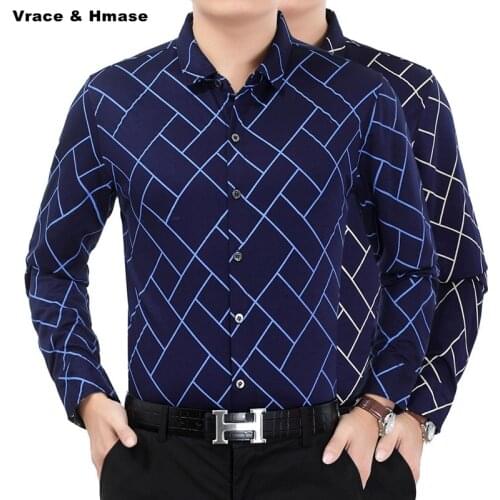 Korean style plaid printing fashion casual boutique long sleeve shirt Spring&Autumn 2018 New quality silk cotton men shirt M-3XL