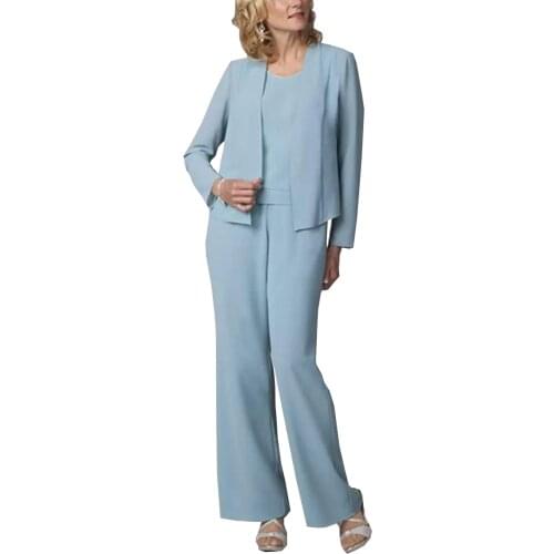 Chiffon Woman suit 3 PCS Mother Of The Bride Dress Woman Suit Wedding Suit With Short Jacket Women Set Custom Dress Plus Size