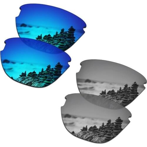 SmartVLT 2 Pairs Polarized Sunglasses Replacement Lenses for Oakley Frogskins Lite Ice Blue and Silver Titanium