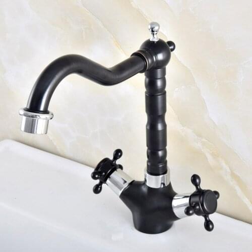 Black Oil Rubbed Bronze Polished Chrome Brass Kitchen Wet Bar Bathroom Sink Faucet Swivel Spout Mixer Tap Single Hole mnf482
