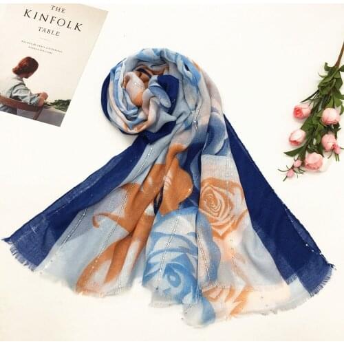 Summer Thin Voile Cotton Soft Womens Scarf Glitter Stripe Gauzy Scarves Pretty Printed Muslim Hijabs Shawl Summer Headscarf