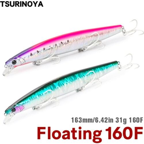 TSURINOYA Fishing Lure Sinking Minnow 163mm 31g DW110 STINGER Saltwater Hard Bait Ultra Long Casting Sea Bass Wobblers Swimbait