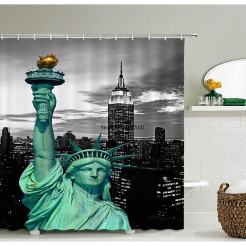 Waterproof Polyester Shower Curtain American Flag 3d Print Bathroom Home Decor United States statue of Liberty Shower Curtains