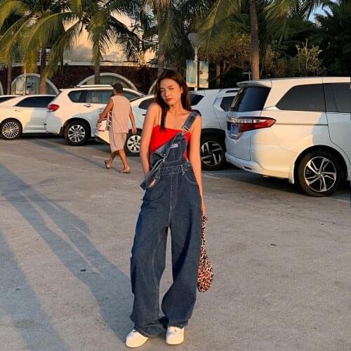 Womens Jeans Jumpsuit Long Elegant Baggy Trousers Overalls Pants Solid Romper Harajuku One Piece Outfit Women Club Outfits 2xl