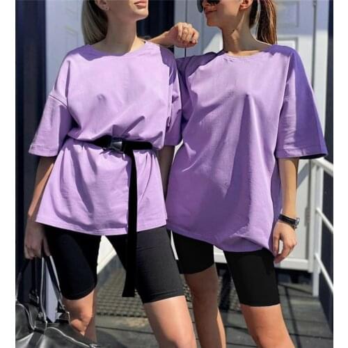 Oversized Women Loose Solid Short Sleeve T Shirt Cycling Pants Sets Summer Sport Fashion Bike Short Leggin Outfits Suit