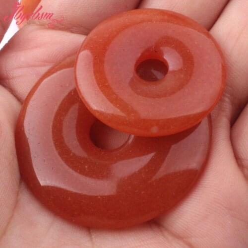 30,40,50mm Natural Round Donut Red Aventurine Gem Stone Beads 1 Pcs,For DIY Necklace Jewelry Making Accessories,Free Shipping