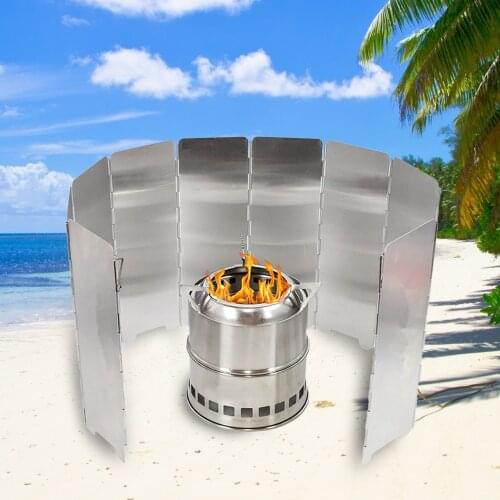 10 Plates Foldable Stove Windshield Outdoor Cooking Gas Stove Wind Shield Screen Travel Picnic Cookware Windbreak Camping Tools