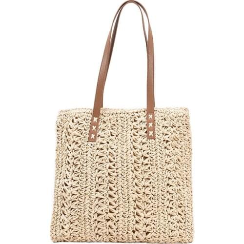 2021 Simple Luxury Brand Fashion Travel Ladies Shoulder Handbags and Purses High Capacity Large Summer Beach Straw Rattan Bags