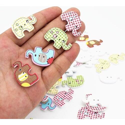 50pcs/lot Elephant Buttons 2 Holes Scrapbooking for Crafts Sewing Decorative wooden Buttons Embellishment Accessories